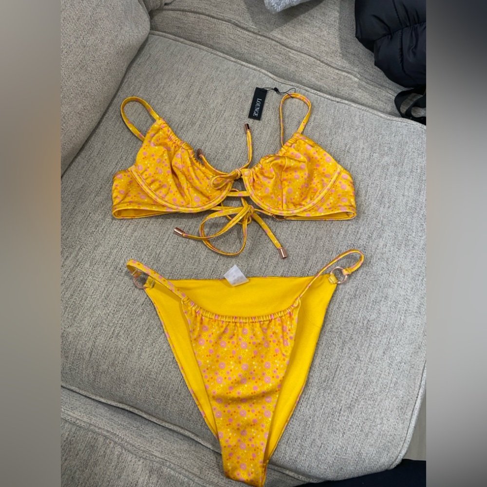 Lounge Yellow Floral Bikini Set